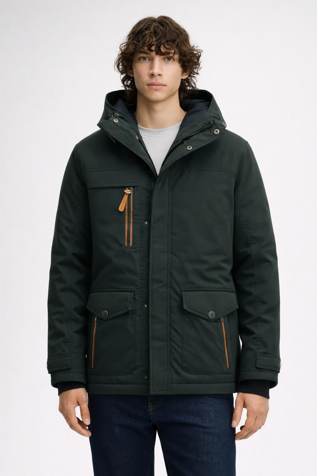 Men's Thick Fleece Winter Jacket - Dark Green