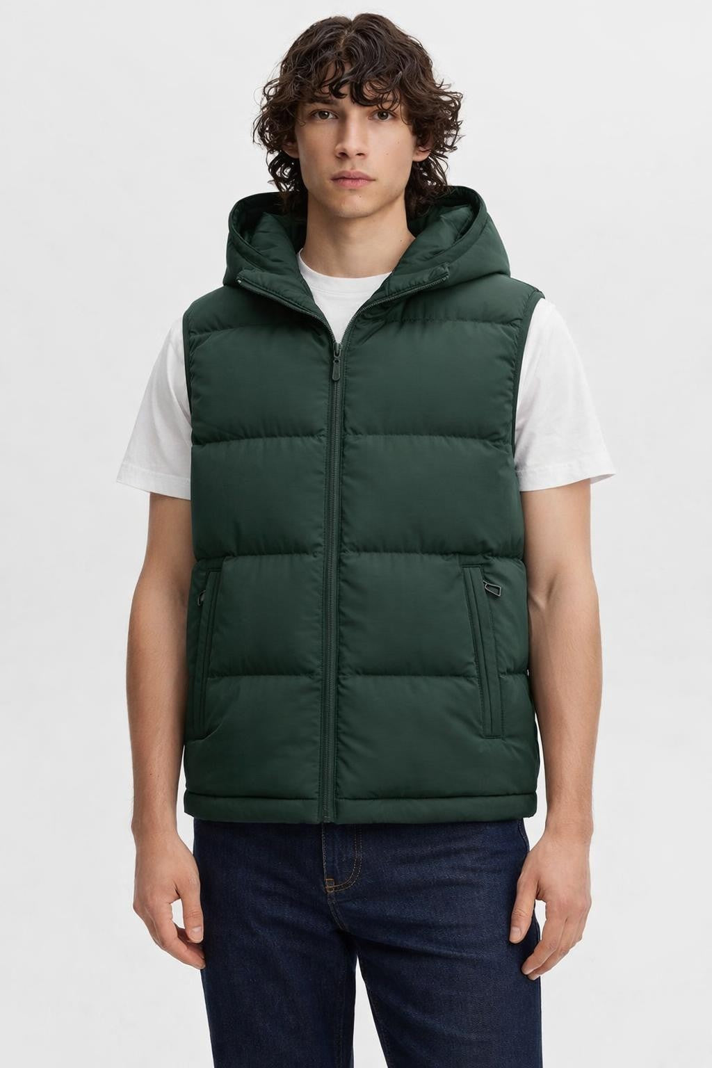 Quilted Insulated Outdoor Vest - Dark Green