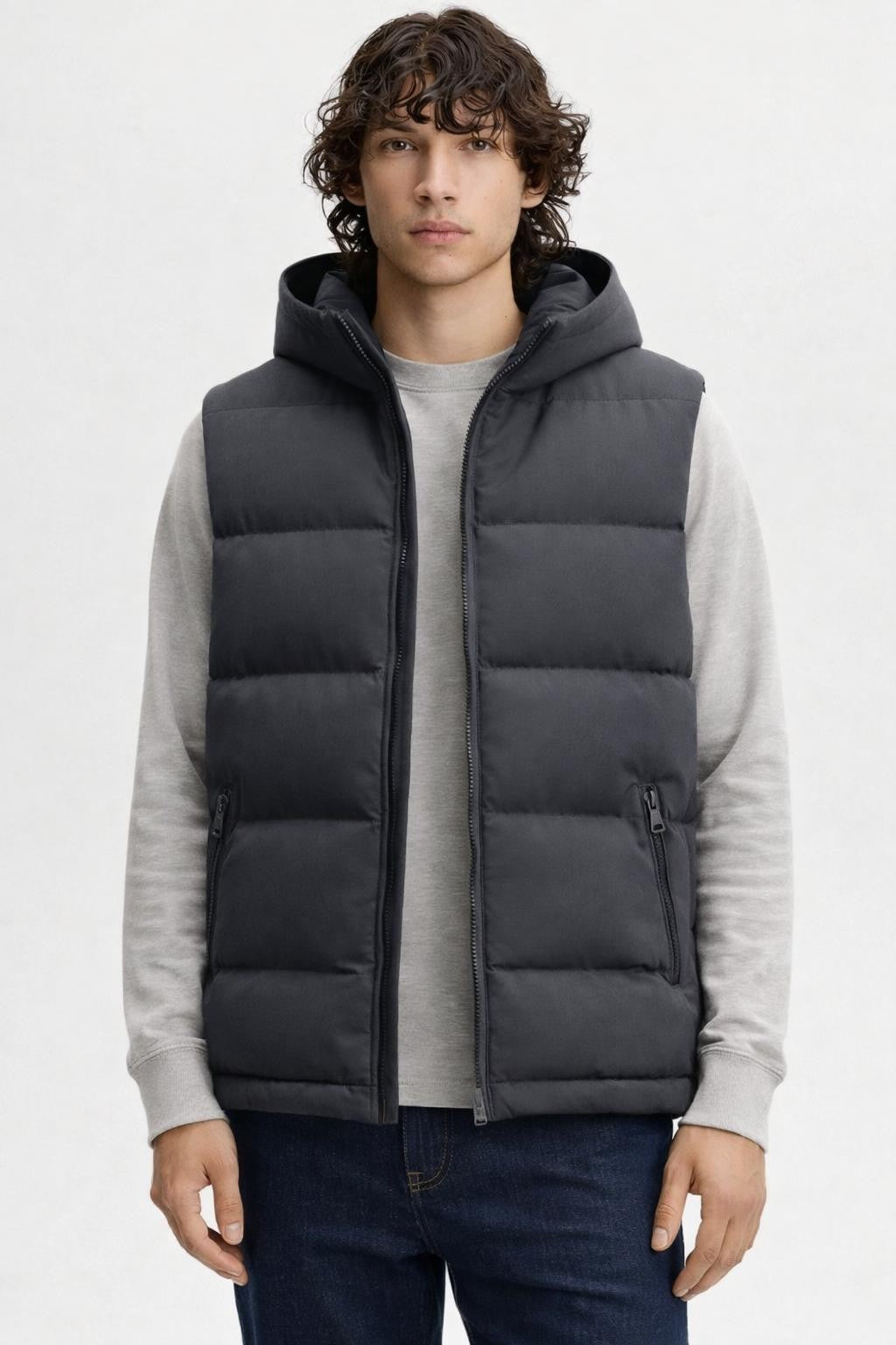 Men's Lightweight Quilted Vest - Dark Grey