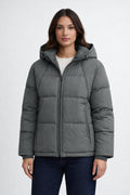 Casual Drop Shoulder Zip Jacket - Dusty Green