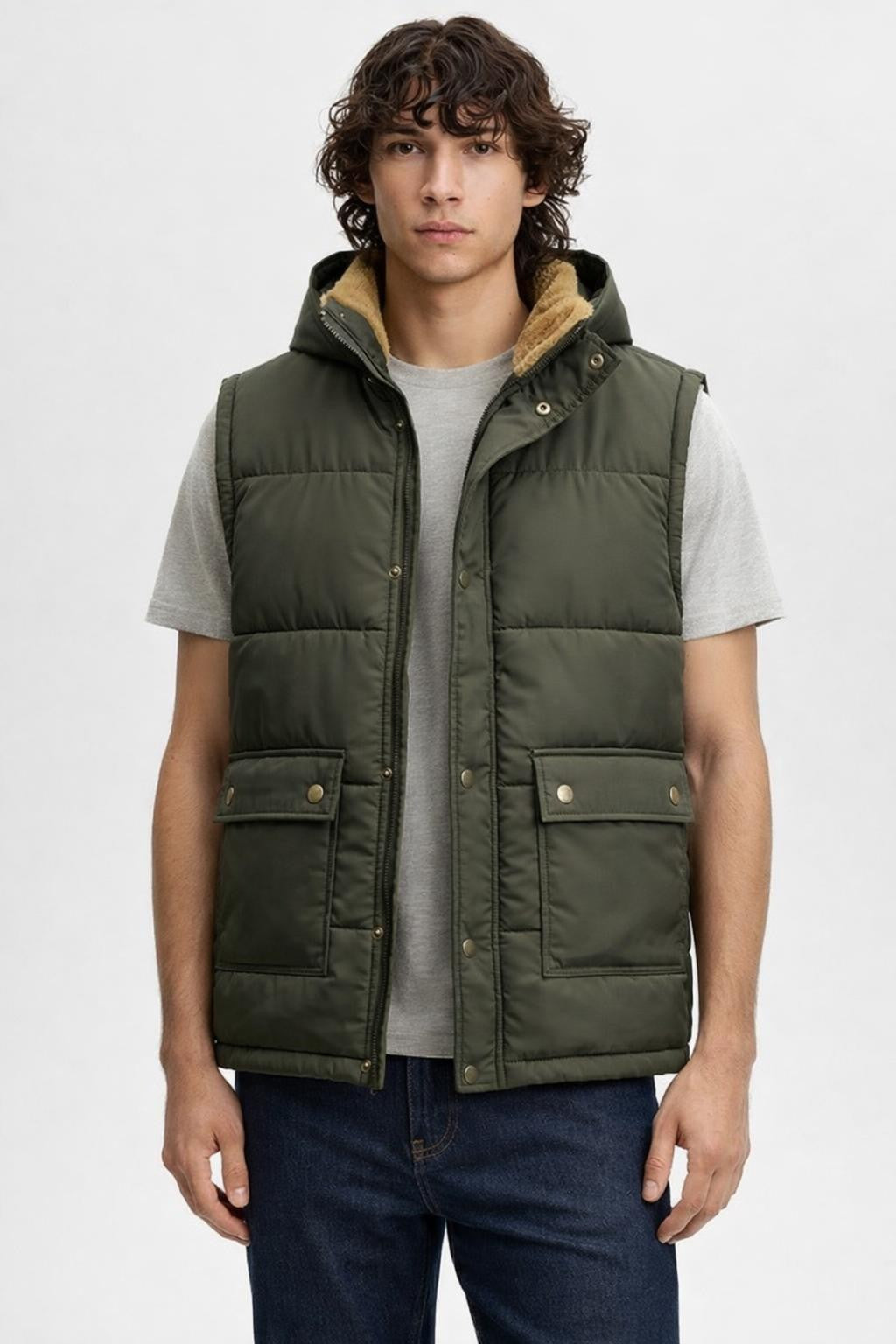 Men's Fleece-Lined Thermal Vest - Fern Green