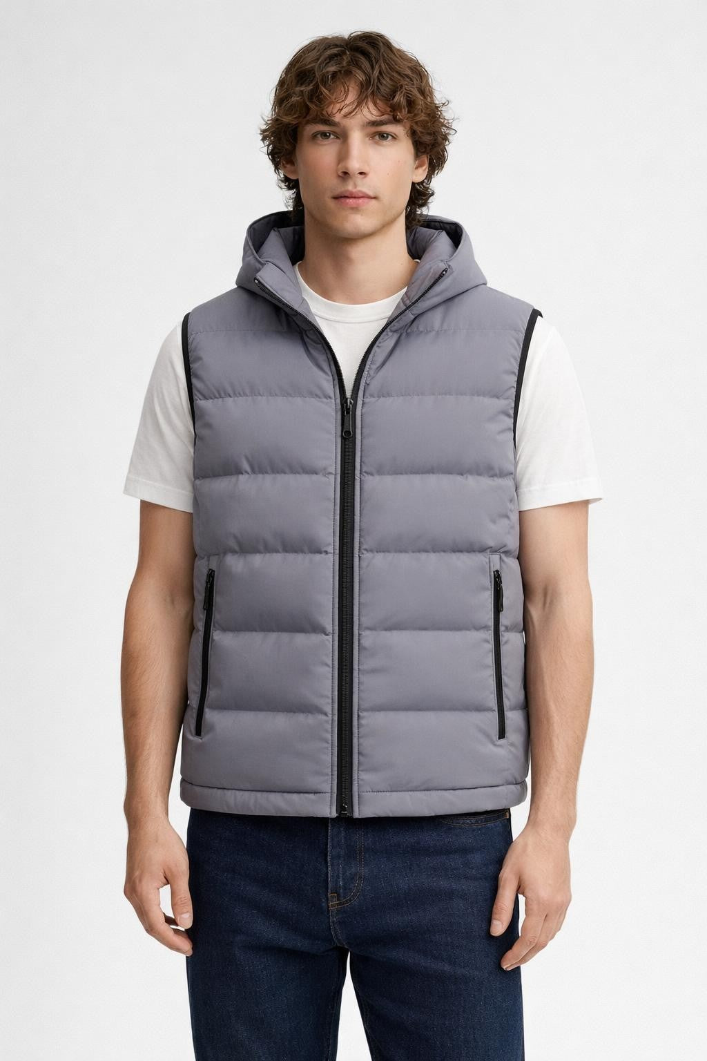 Men's Thickened Stand Collar Vest - Gray