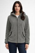 Plush Colorblock Zip-Up Jacket - Gray