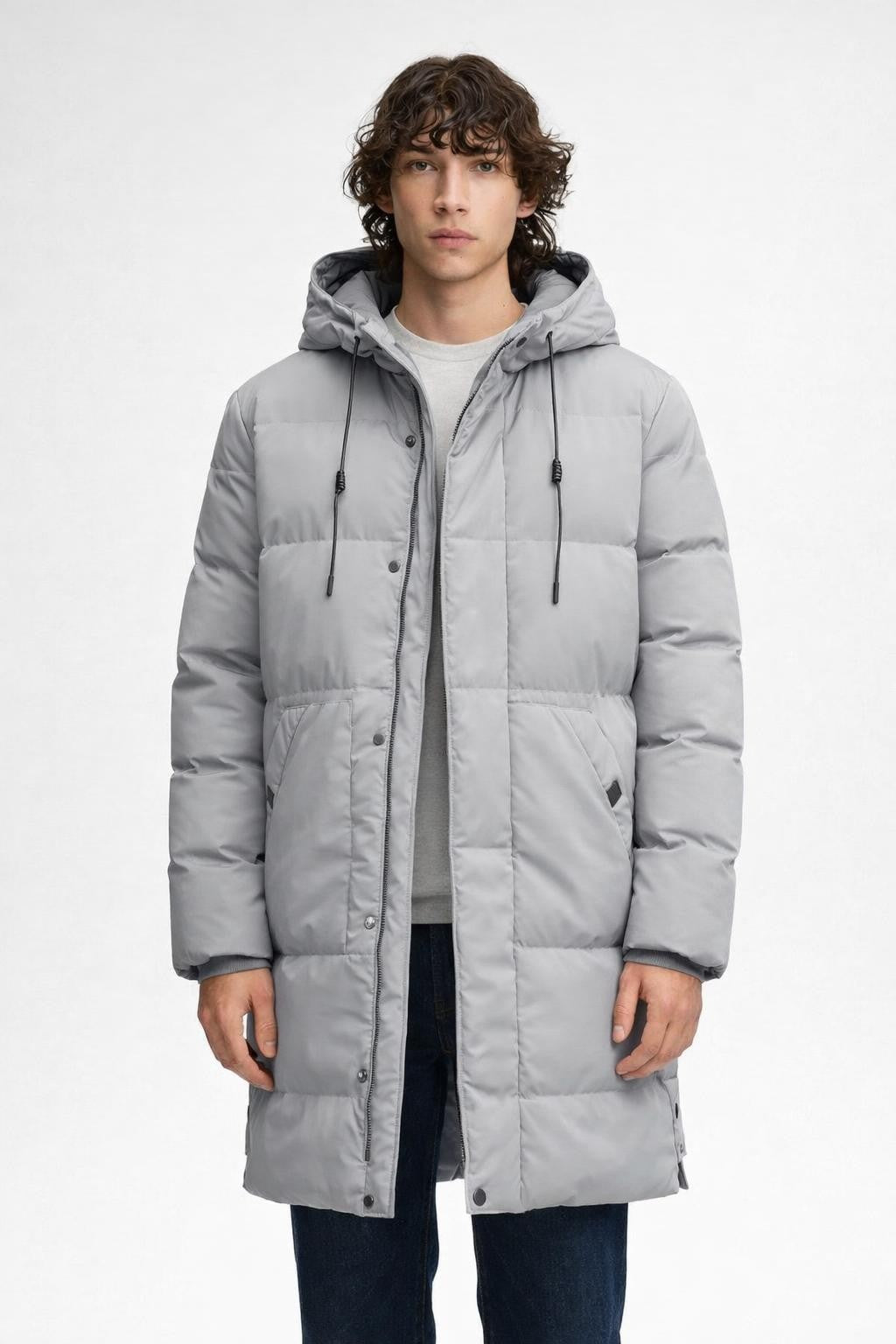 Men's Mid-Length Casual Zip Jacket - Gray