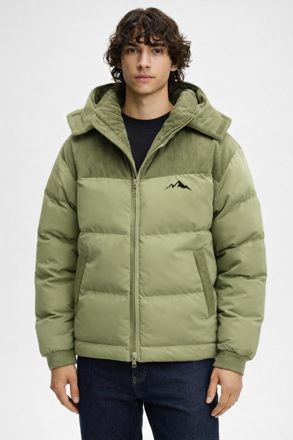 Men's Colorblock Puffer Jacket - Green