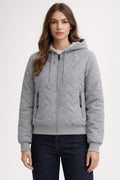 Fleece-Lined Winter Hoodie with Zip Pockets - Grey