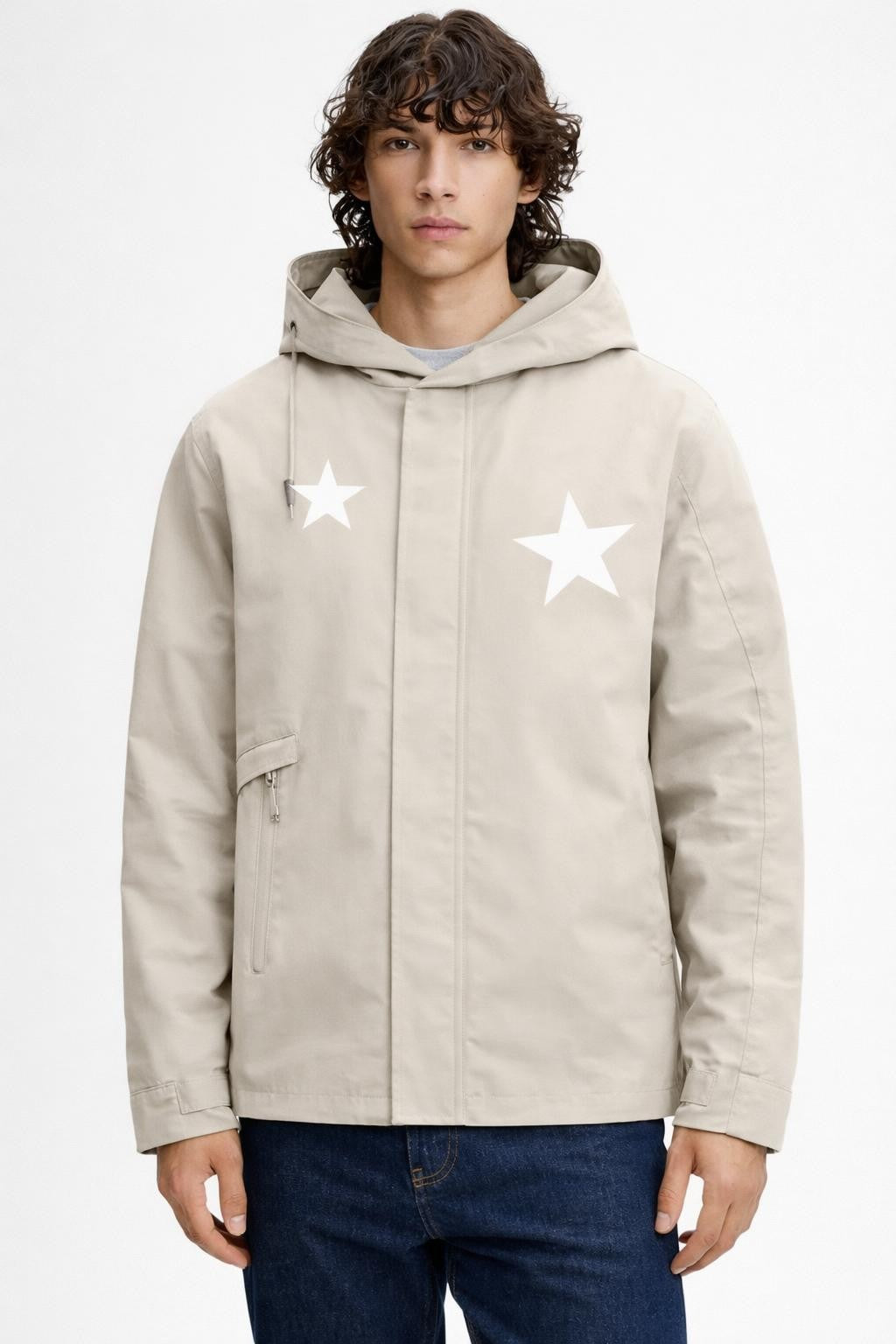 Men's Lightweight Windproof Mountain Parka - Light Beige