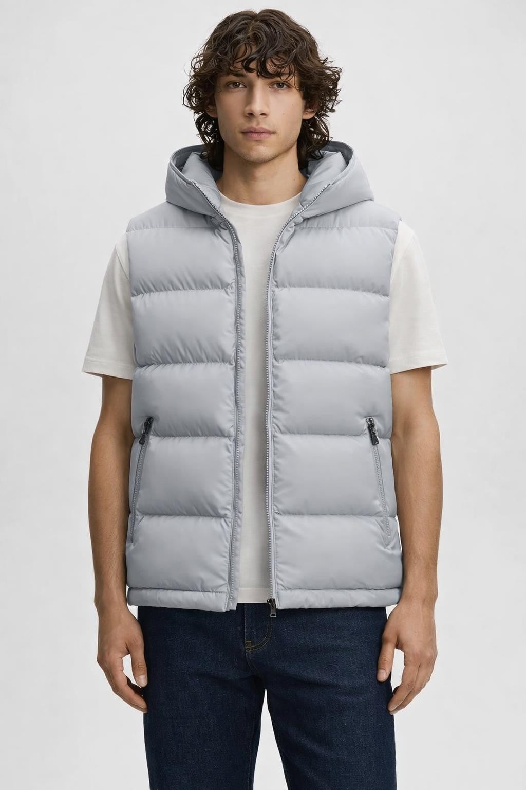 Men's Lightweight Quilted Vest - Light Grey