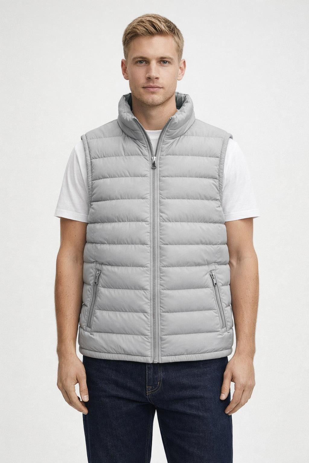 Men's Windproof Outdoor Vest - Light Grey