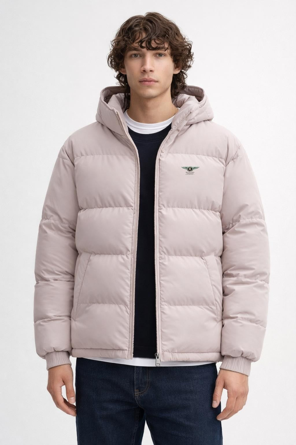 Unisex Thick Casual Stand Collar Jacket - Light Pink