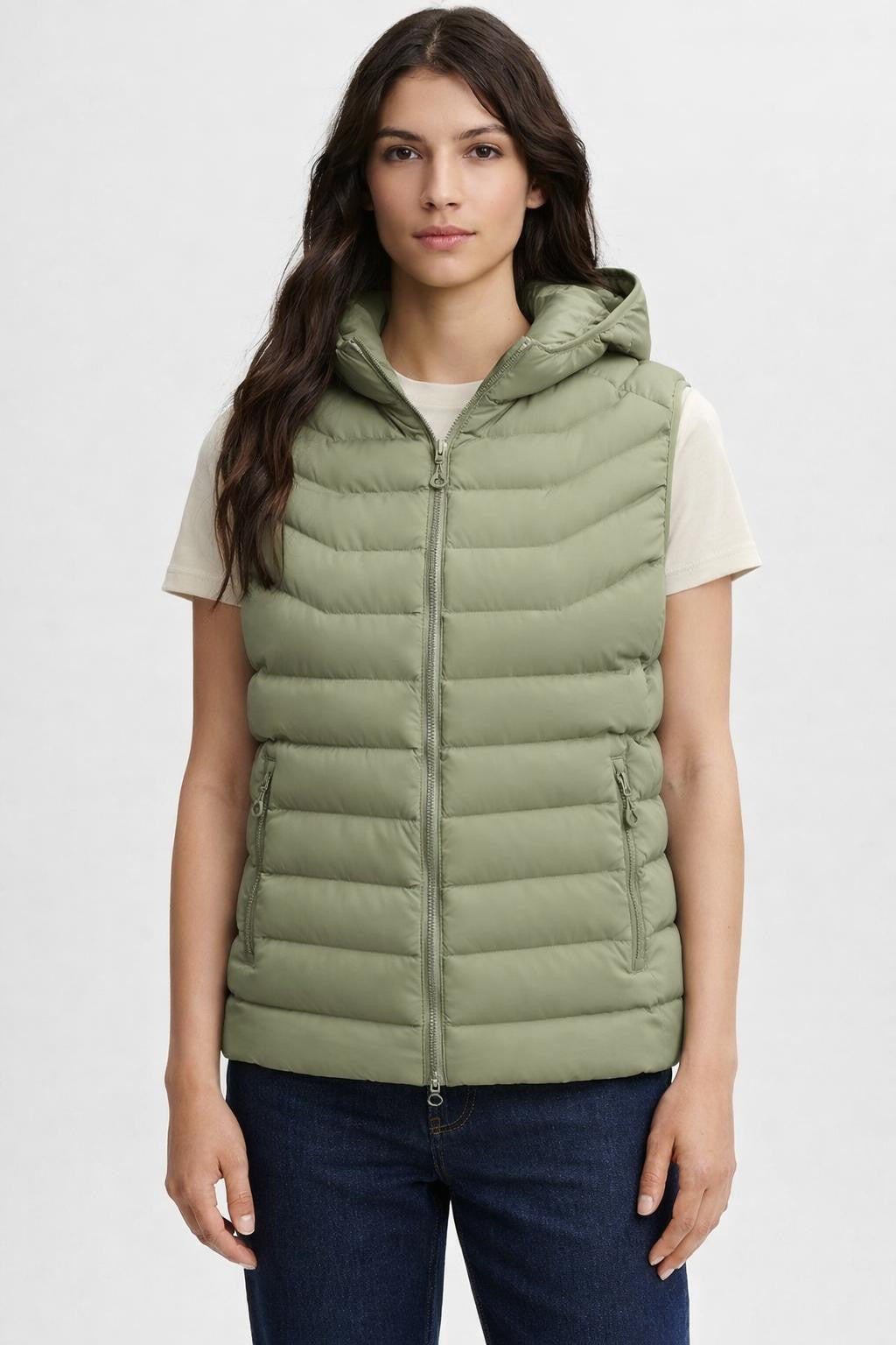 Fleece-Lined Casual Vest for Outdoors - Matcha Green