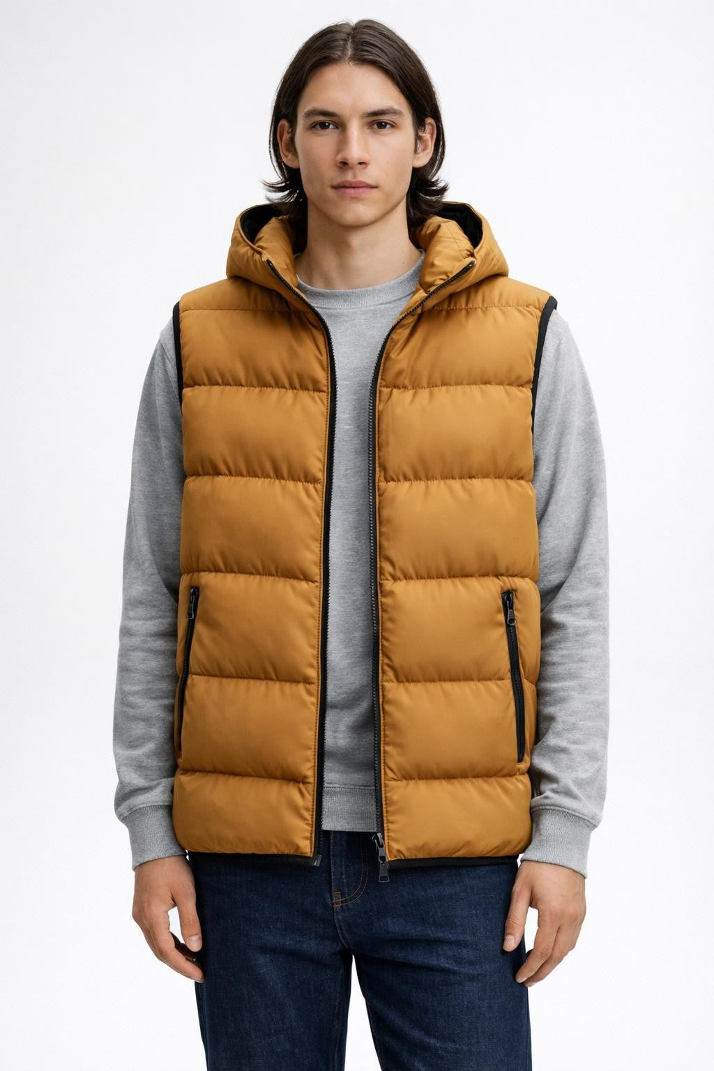 Thickened Men's Casual Vest - Mustard Brown