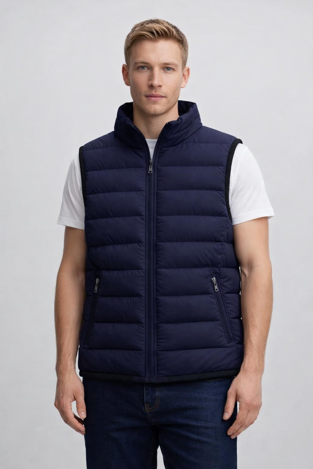 Men's Windproof Outdoor Vest - Navy Blue