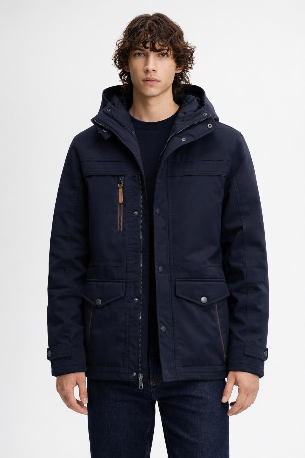 Men's Thick Fleece Winter Jacket - Navy Blue