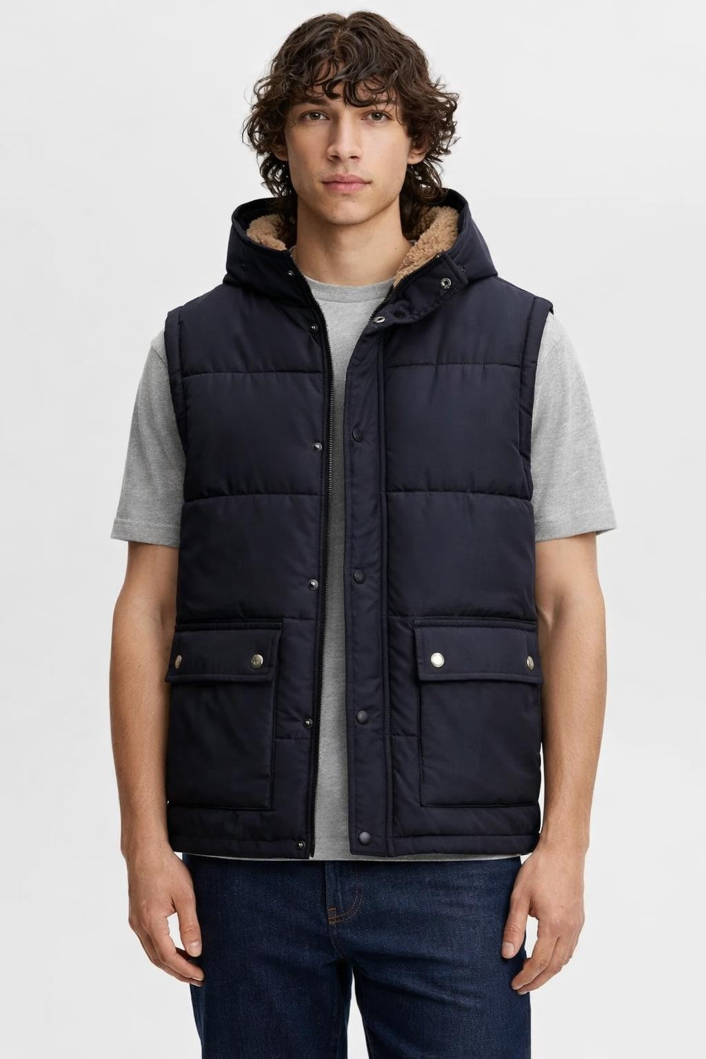 Men's Fleece-Lined Thermal Vest - Navy Blue