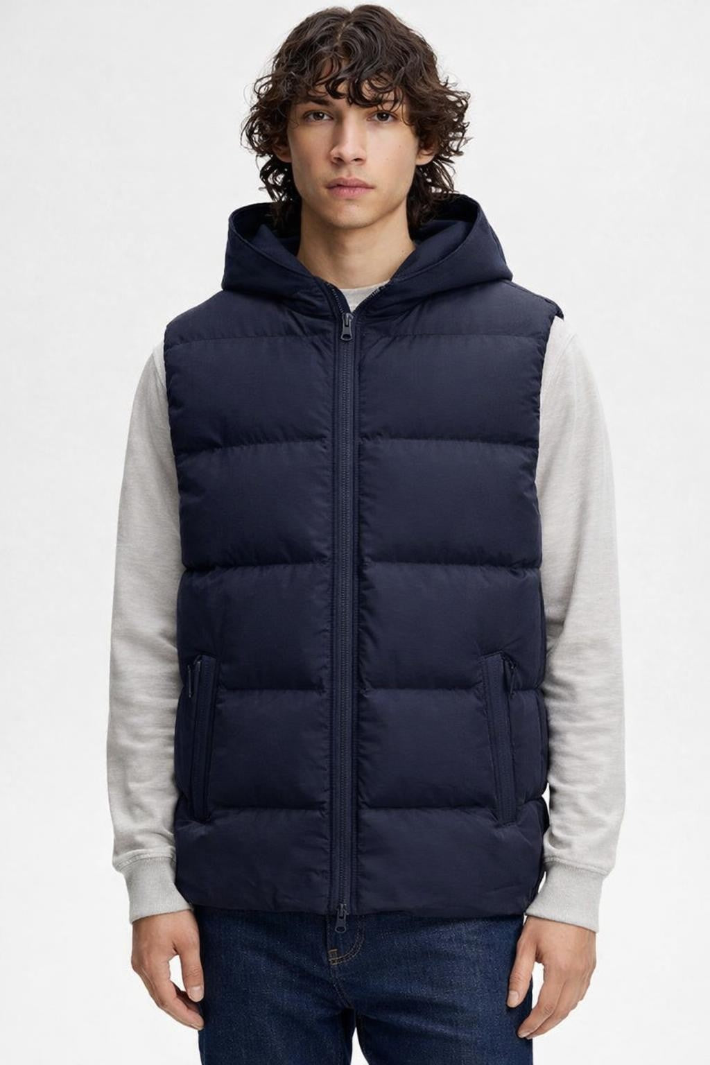Quilted Insulated Outdoor Vest - Navy Blue