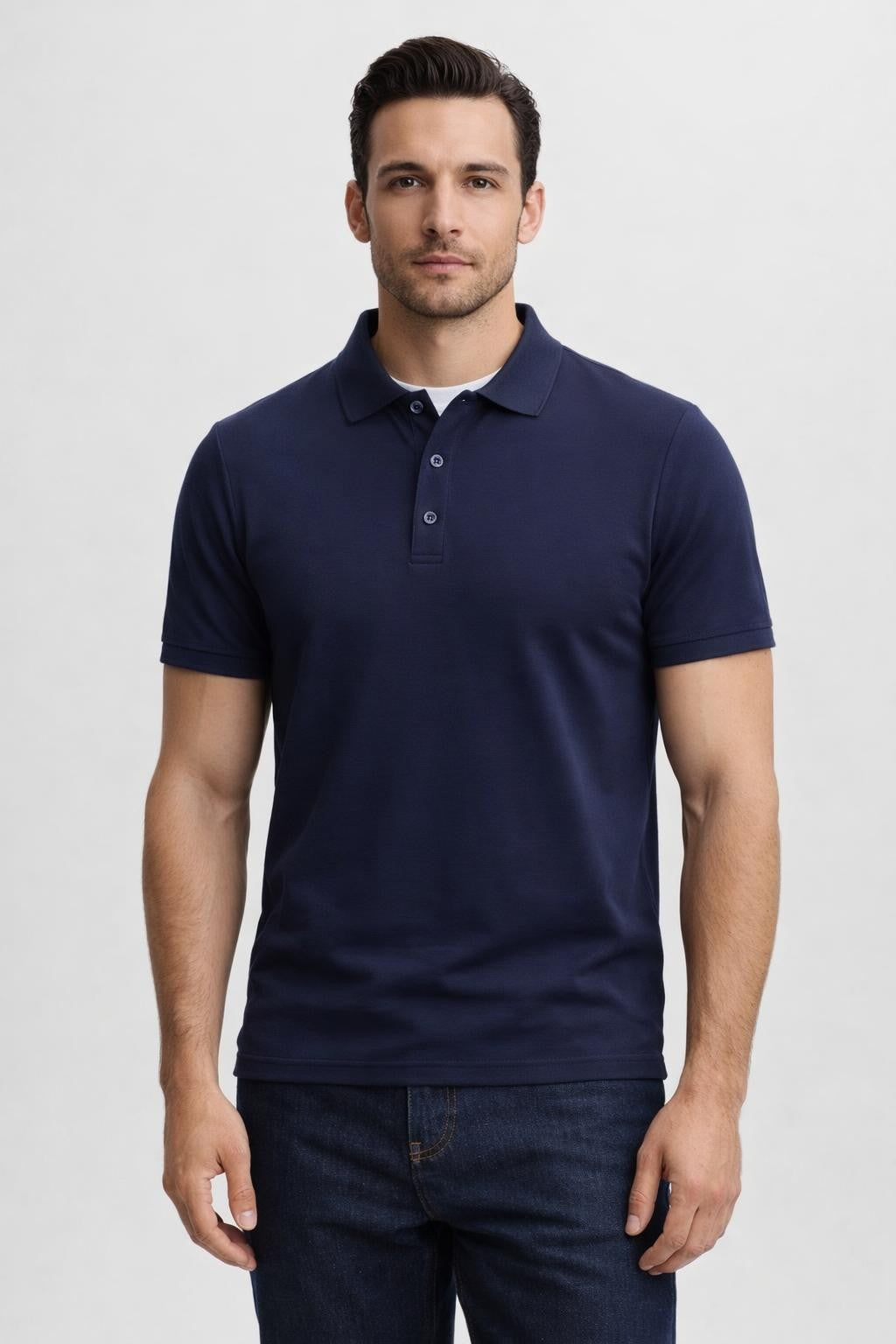 Men's Classic Short-Sleeve Polo Shirt - Navy Blue