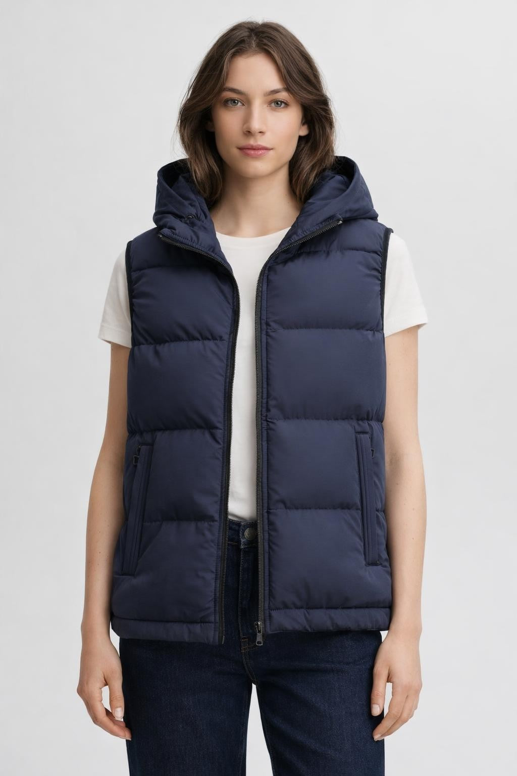 Cozy Loose-Fit Solid Color Vest - Navy Blue