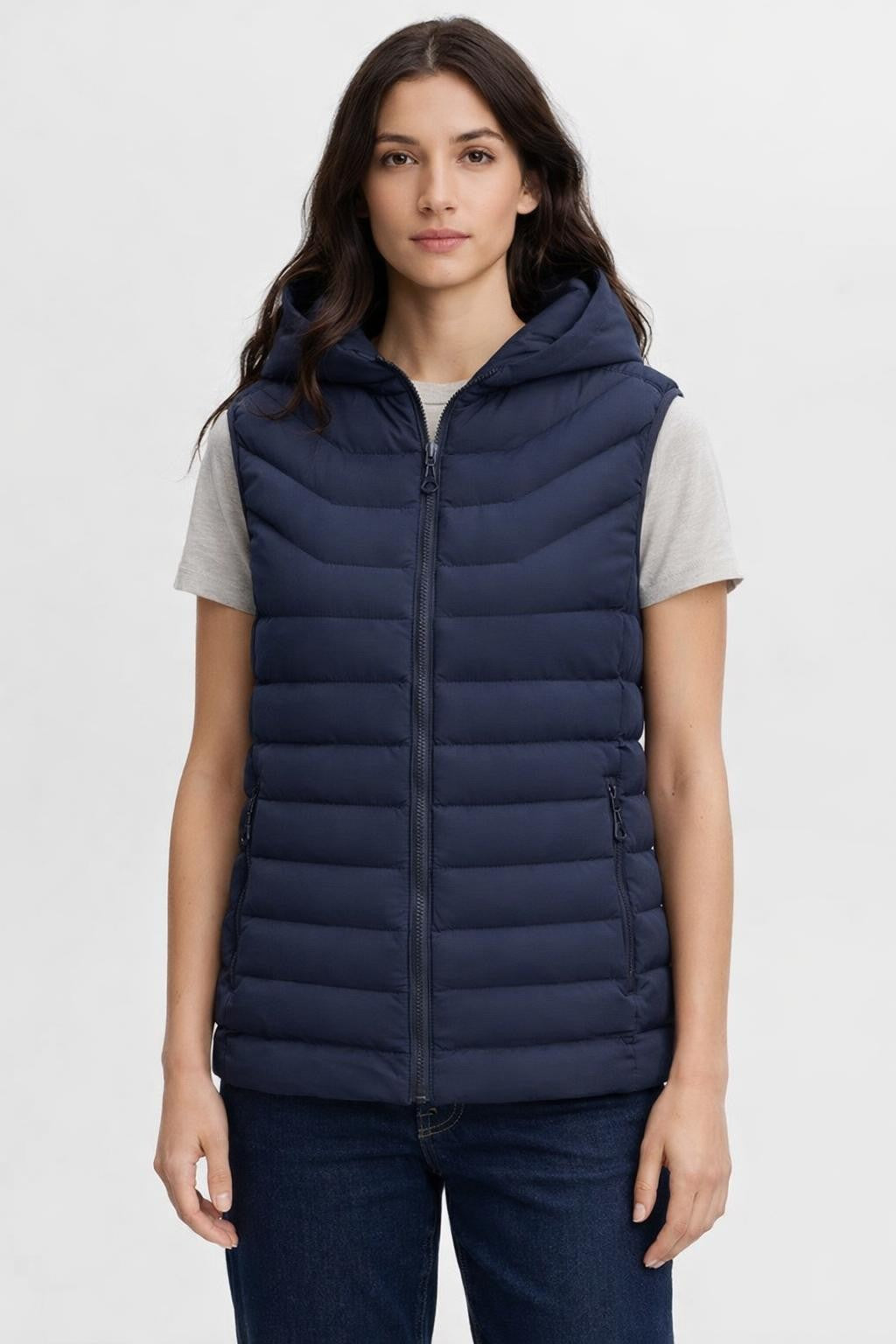 Fleece-Lined Casual Vest for Outdoors - Navy Blue