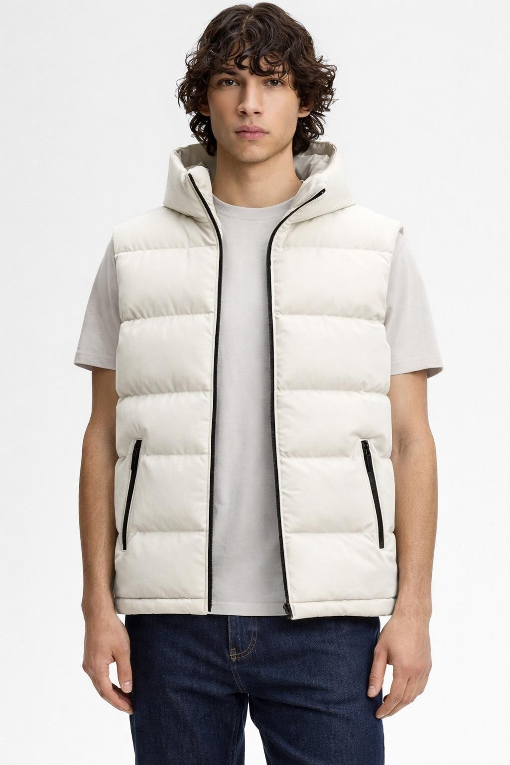 Men's Thickened Warm Sleeveless Vest - Off White
