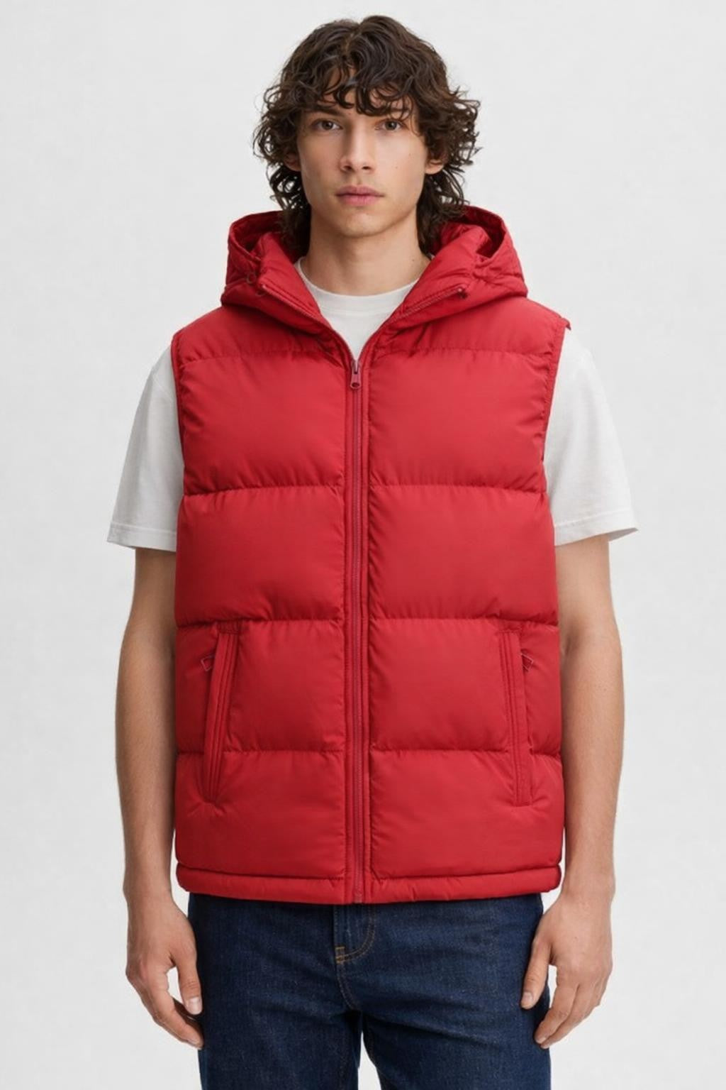 Padded Windproof Men's Hiking Vest - Olive Green