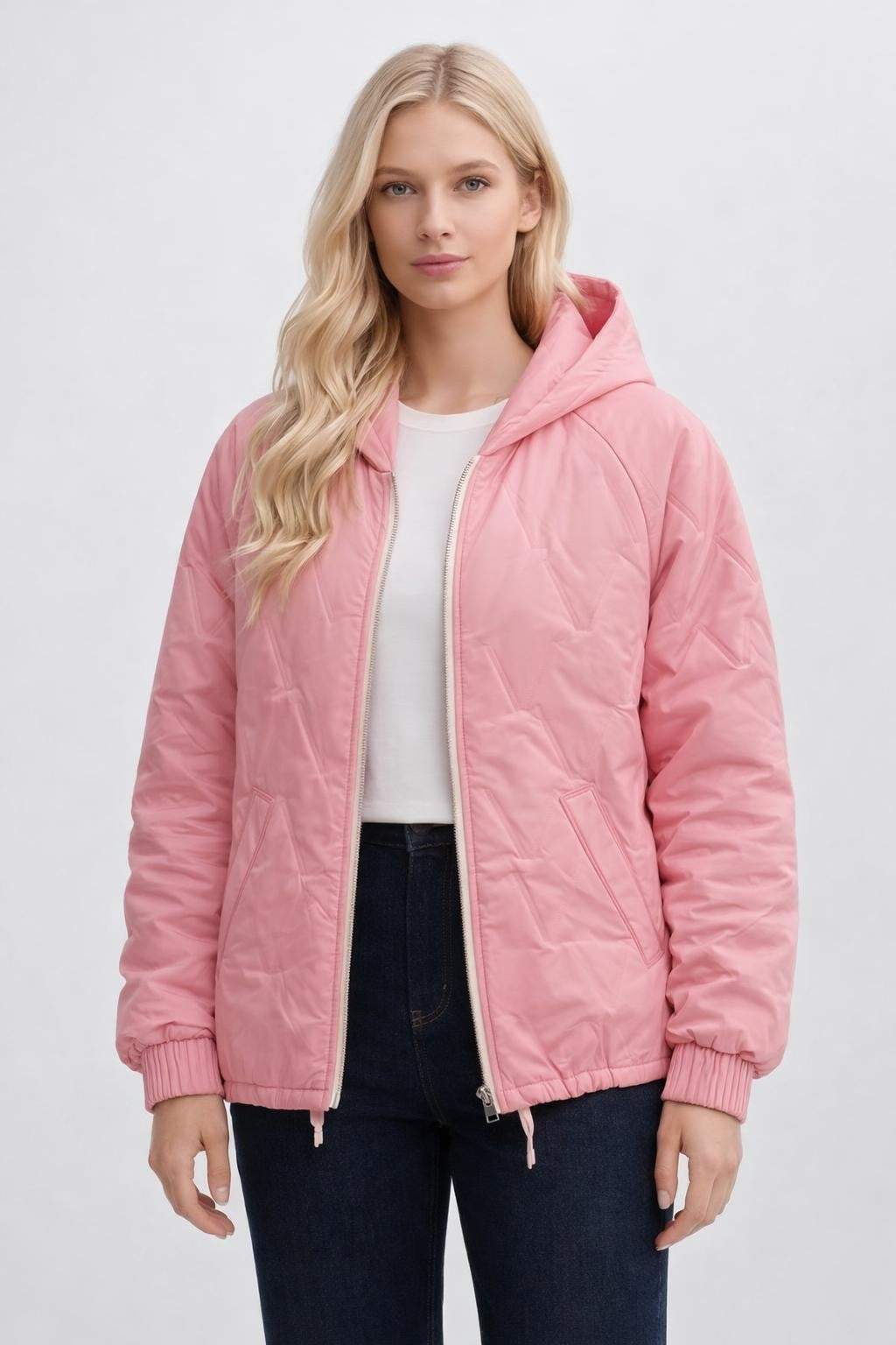 Casual Hooded Drop Shoulder Hoodie - Pink