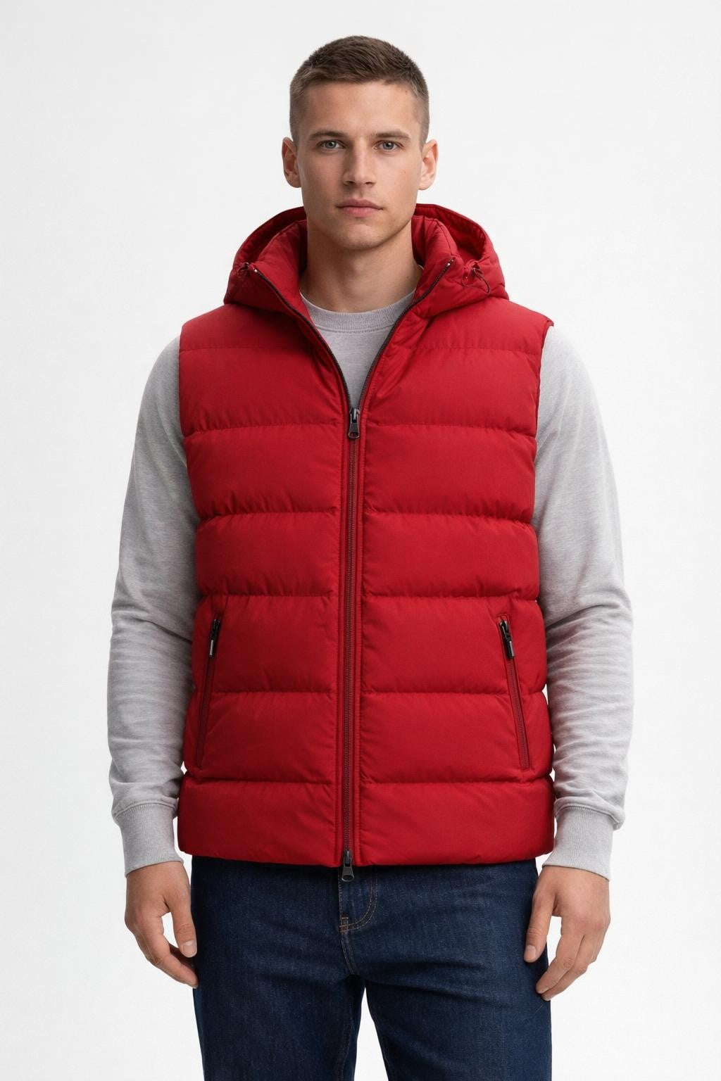 Men's Stand Collar Winter Vest - Red