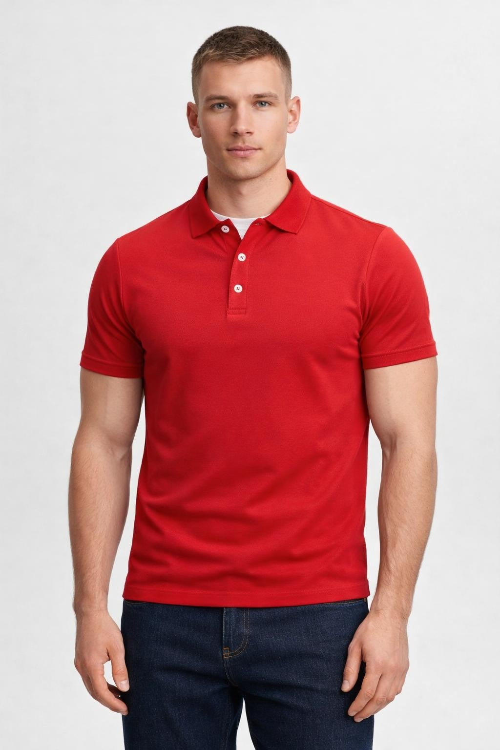 Classic Short-Sleeve Polo Shirt - Red
