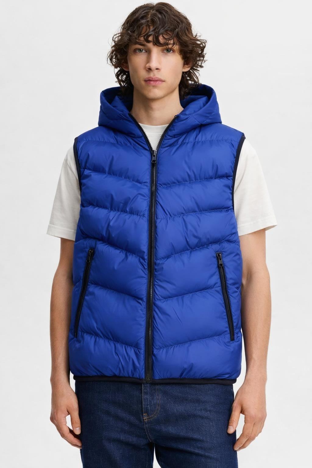 Men's Insulated Zip-Up Vest with Stand Collar - Red
