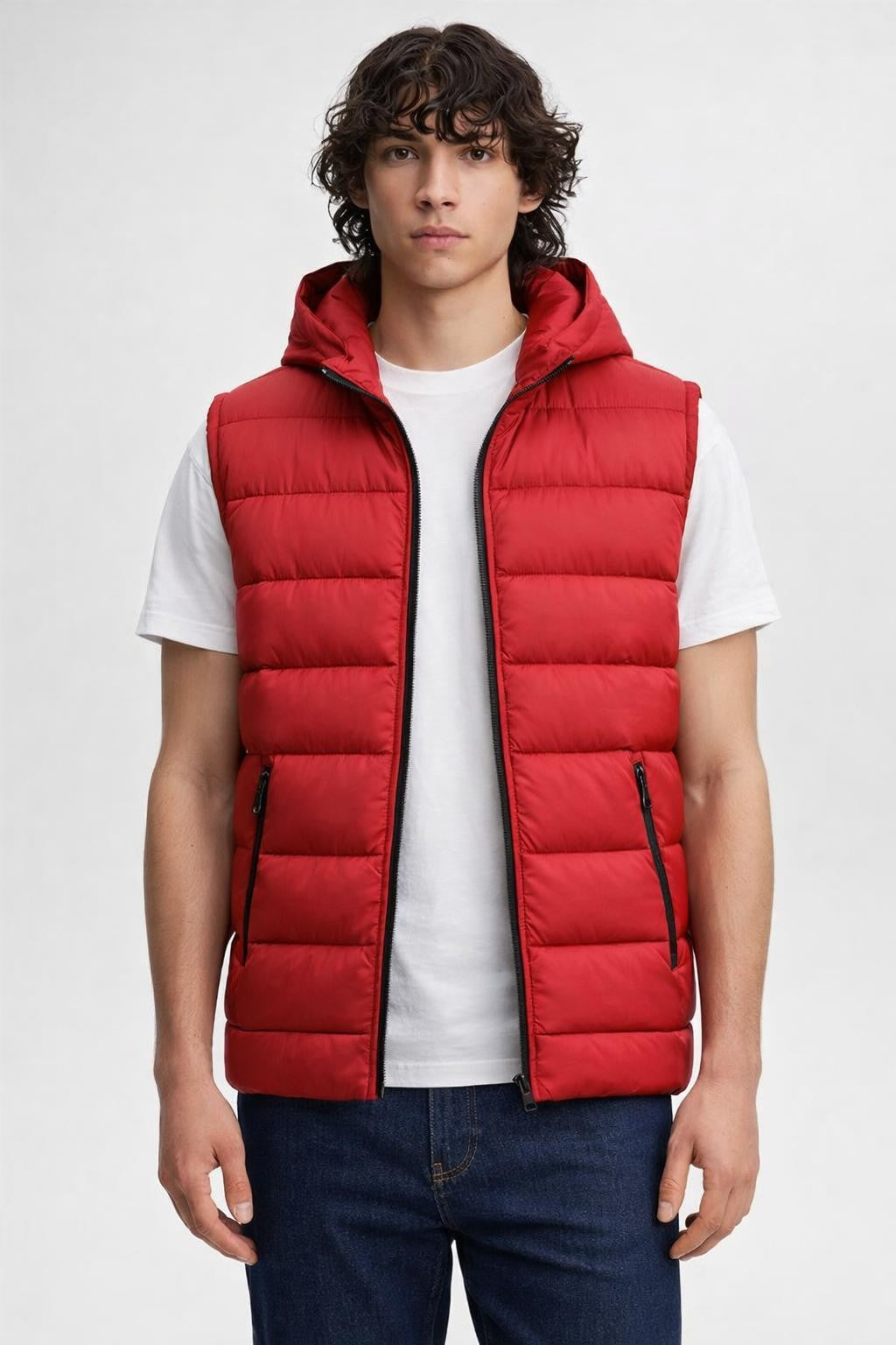 Men's Sleeveless Stand Collar Vest - Red