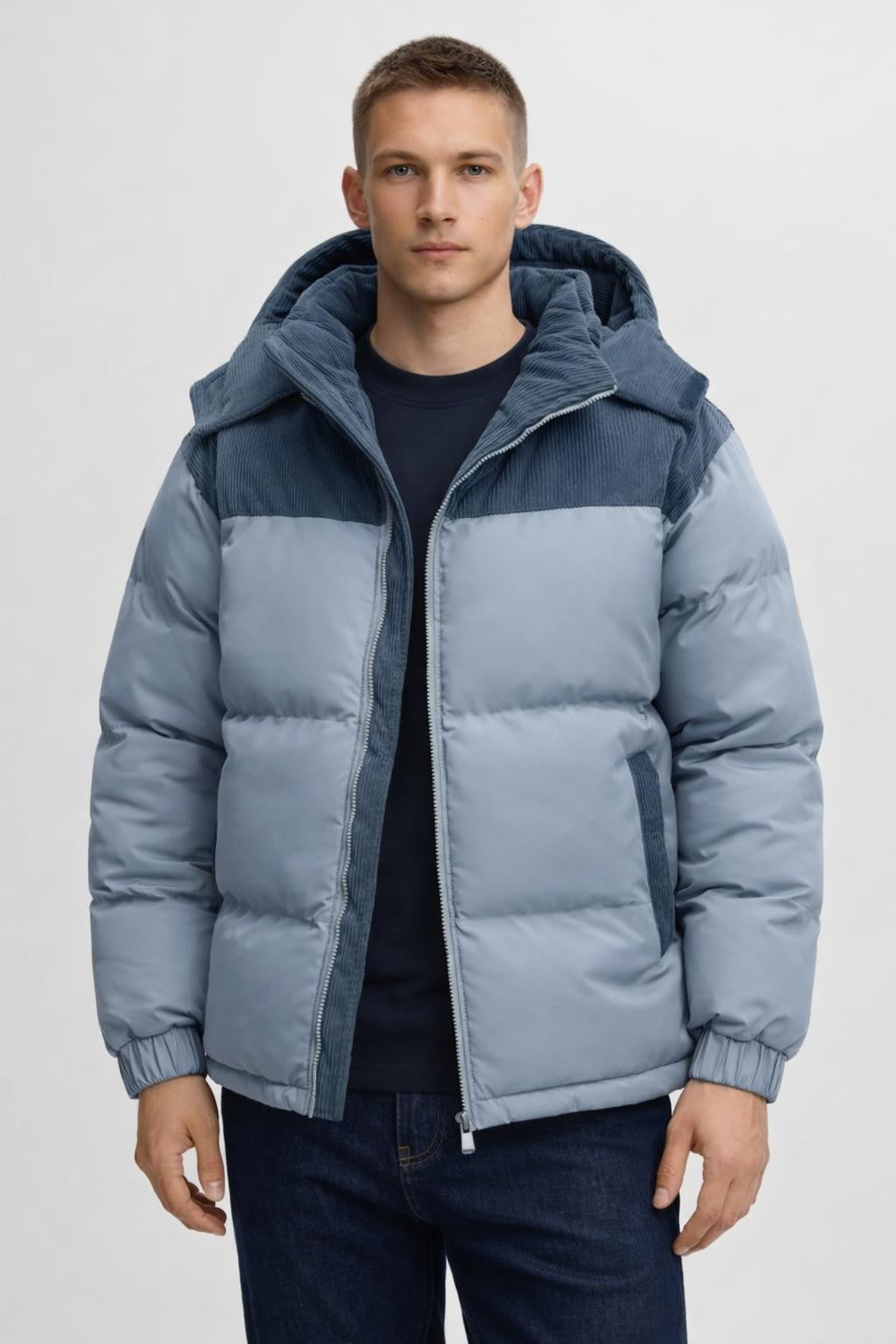 Men's Insulated Windproof Winter Jacket - Sky Blue