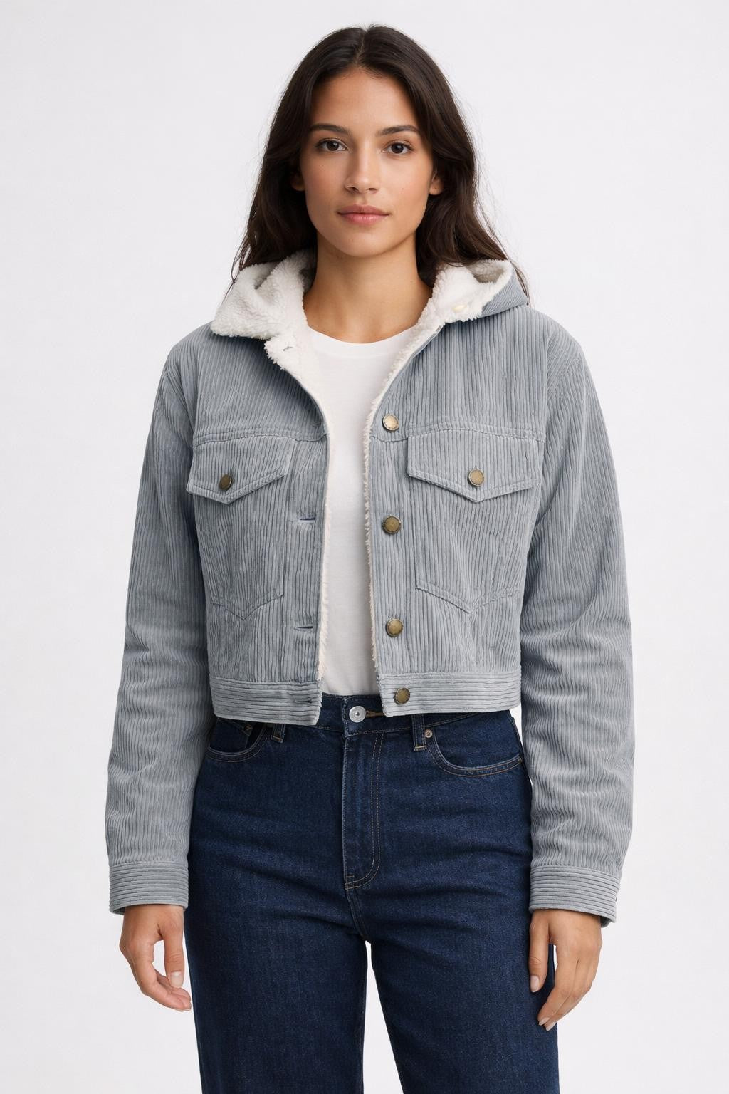 Versatile Fleece Collar Winter Jacket - Space Gray