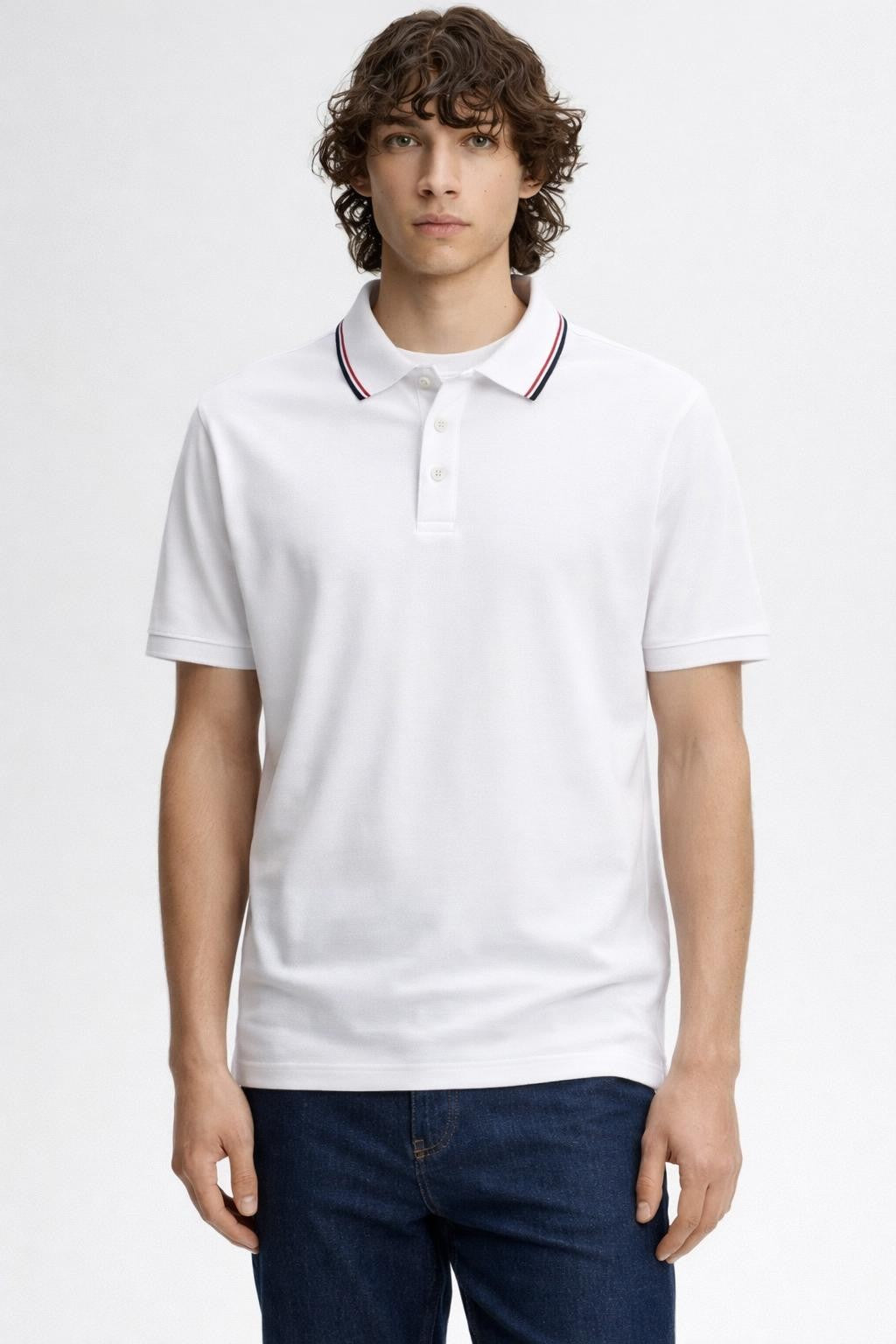Minimalist Draped Short Sleeve Polo - White