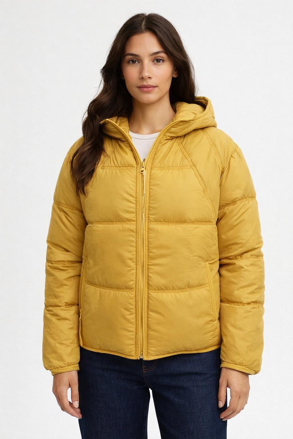 Casual Drop Shoulder Zip Jacket - Yellow