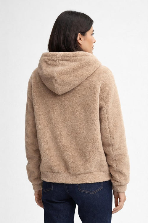 Plush Zip-Up Coat with Stand Collar - back view