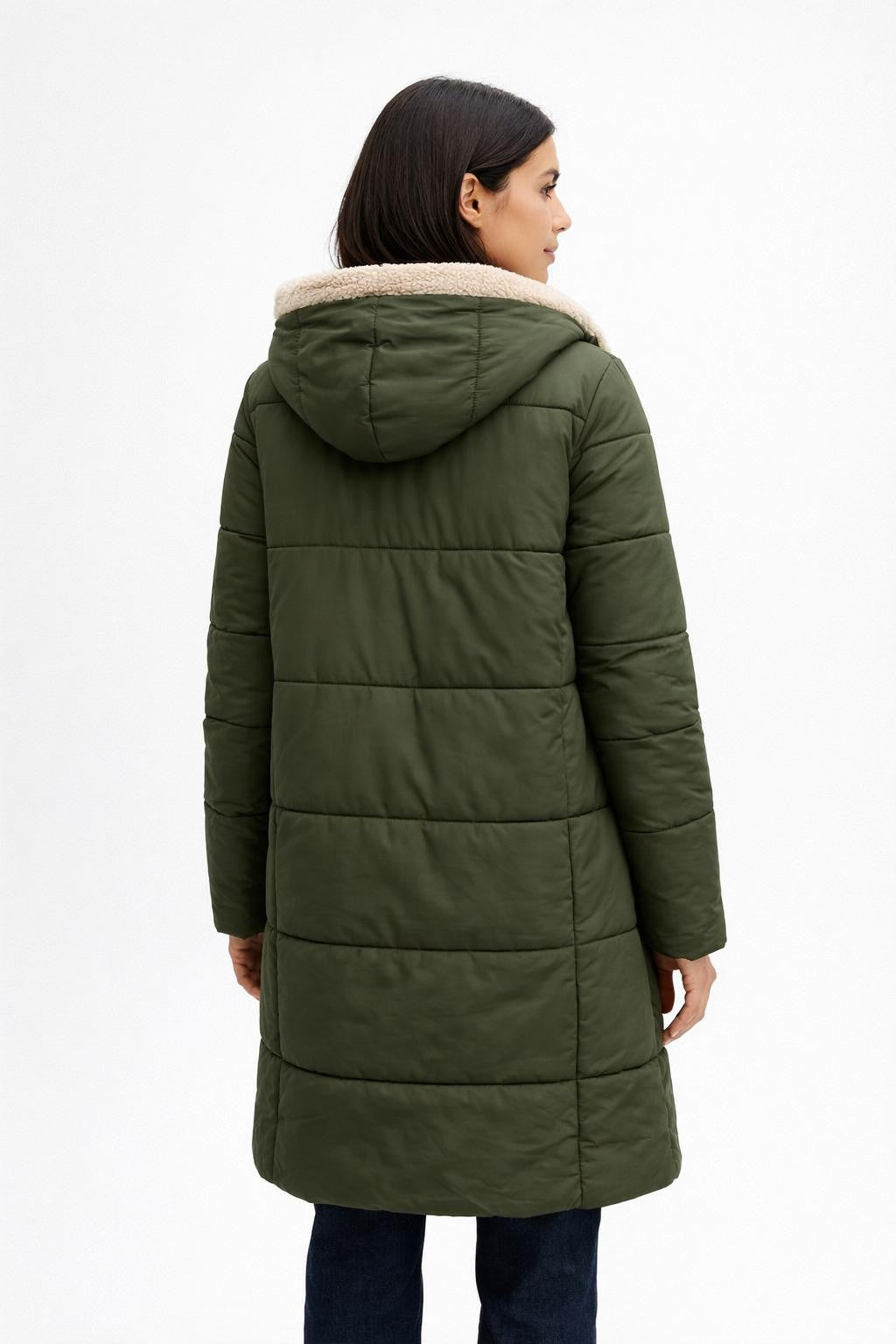 Reversible Fleece-Lined Long Coat - back view