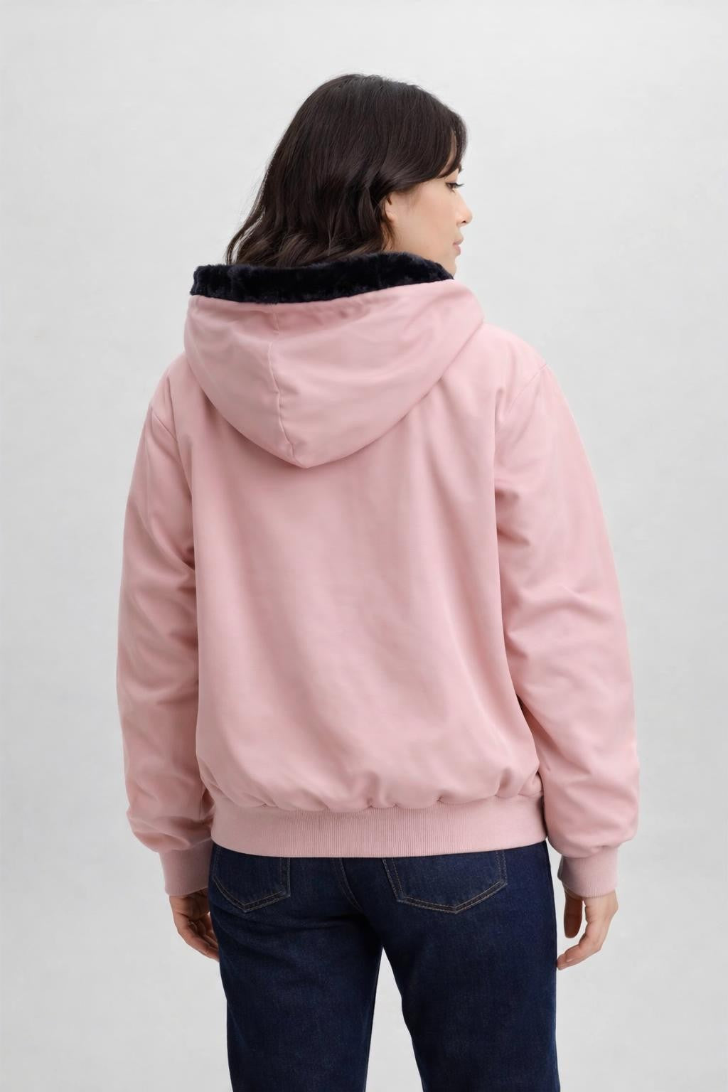 Reversible Faux Fur Lined Jacket - back view