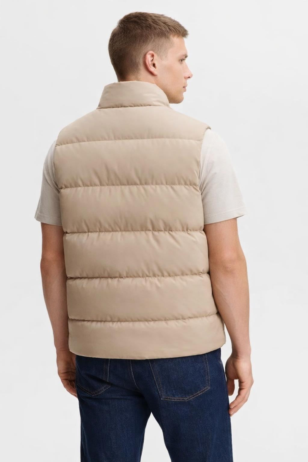 Men's Stand Collar Winter Vest - back view