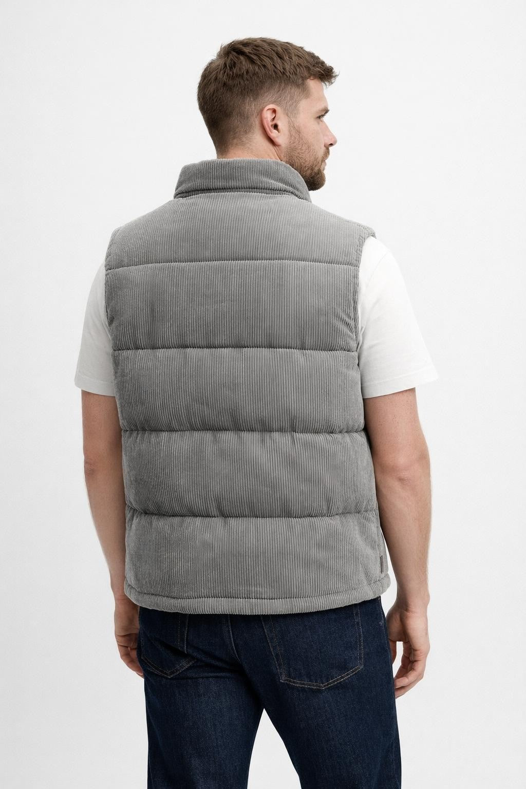 Men's Thickened Winter Vest with Corduroy Lining - back view