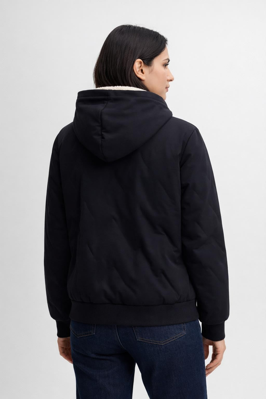 Quilted Thickened Lama-Lined Jacket - back view