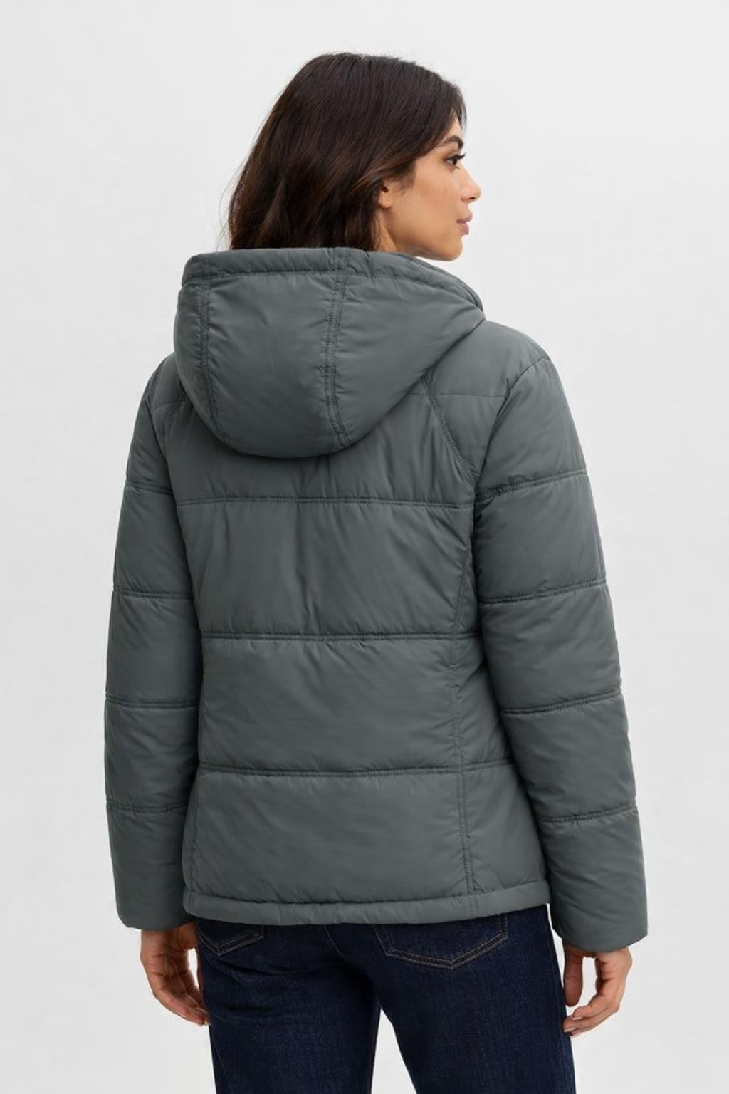 Casual Drop Shoulder Zip Jacket - back view