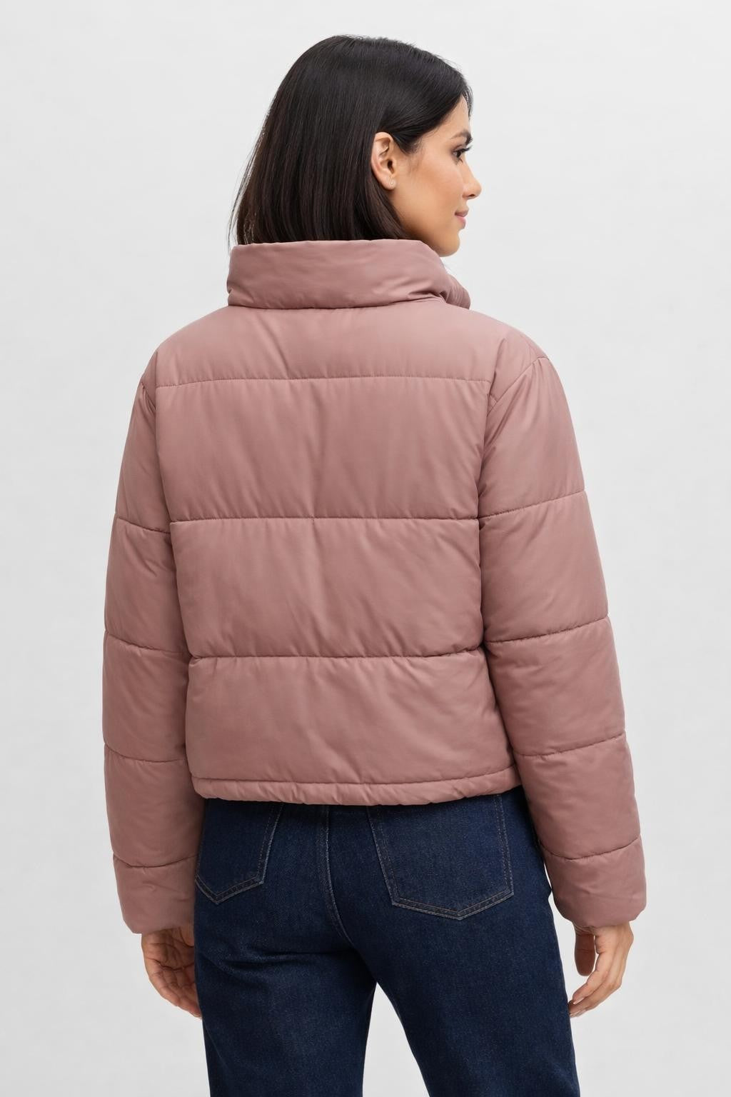 Casual Zip-Up Jacket with Pockets - back view