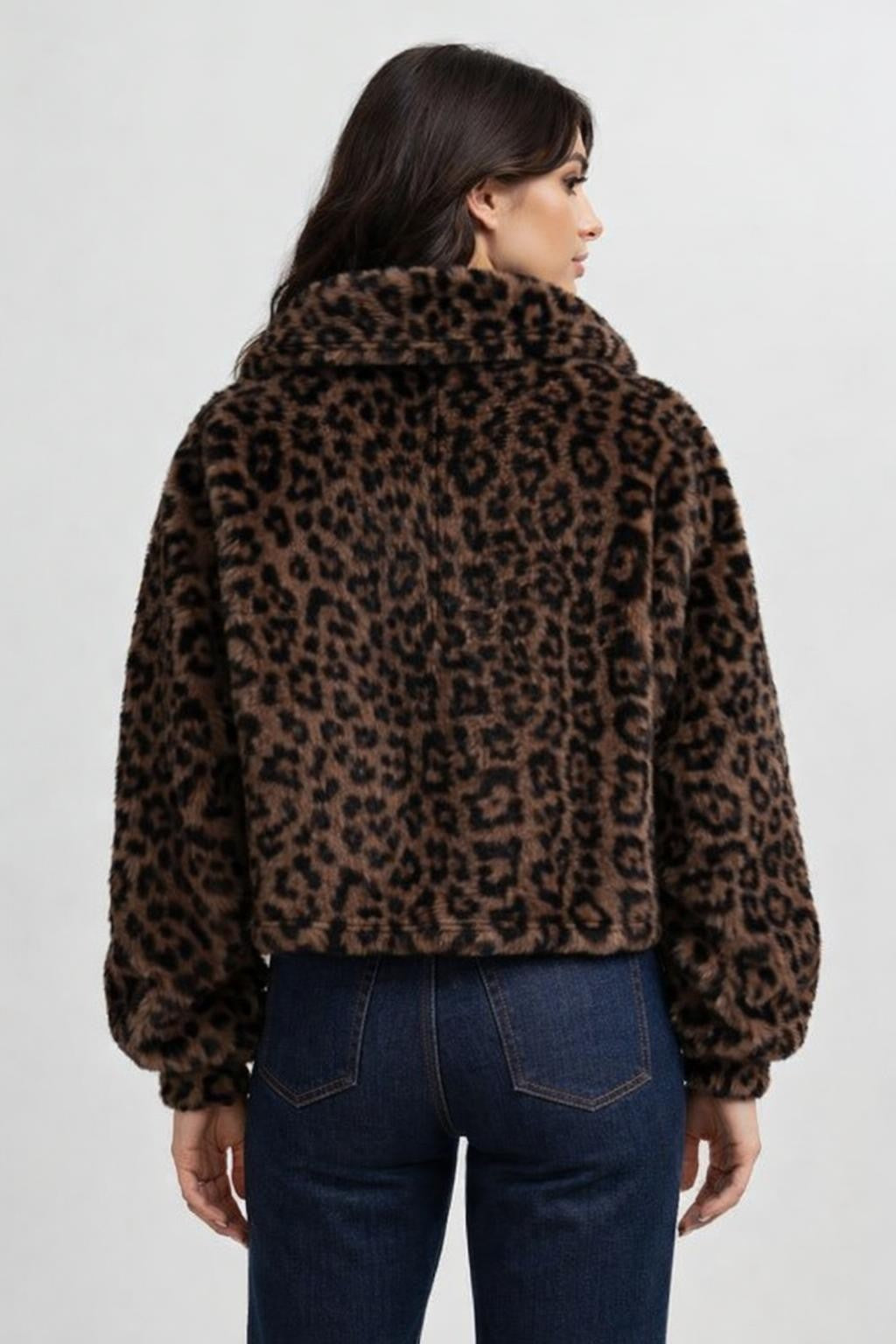 Mia | Women's Leopard Print Plush Fleece Jacket