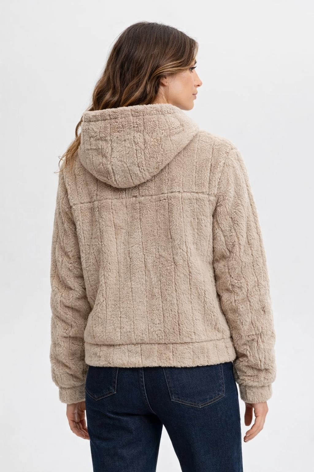 Reversible Teddy Fleece Casual Jacket - back view