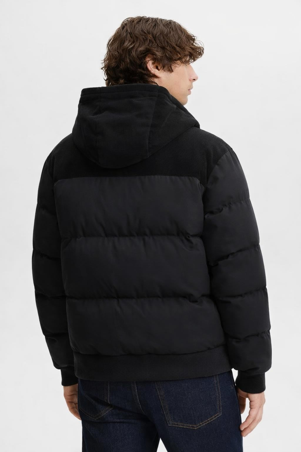 John | Men's Colorblock Puffer Jacket, Detachable Hood