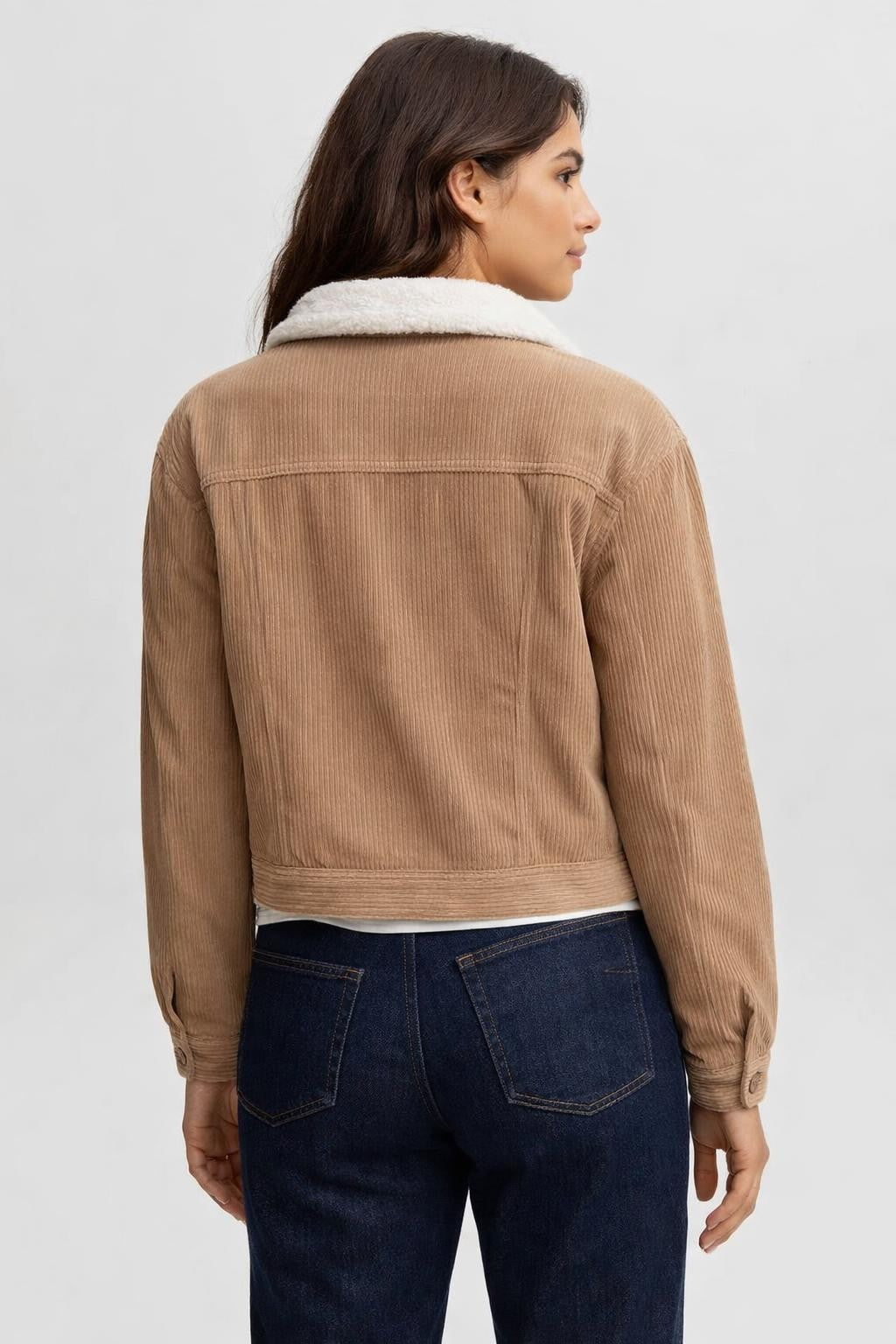 Versatile Fleece Collar Winter Jacket - back view