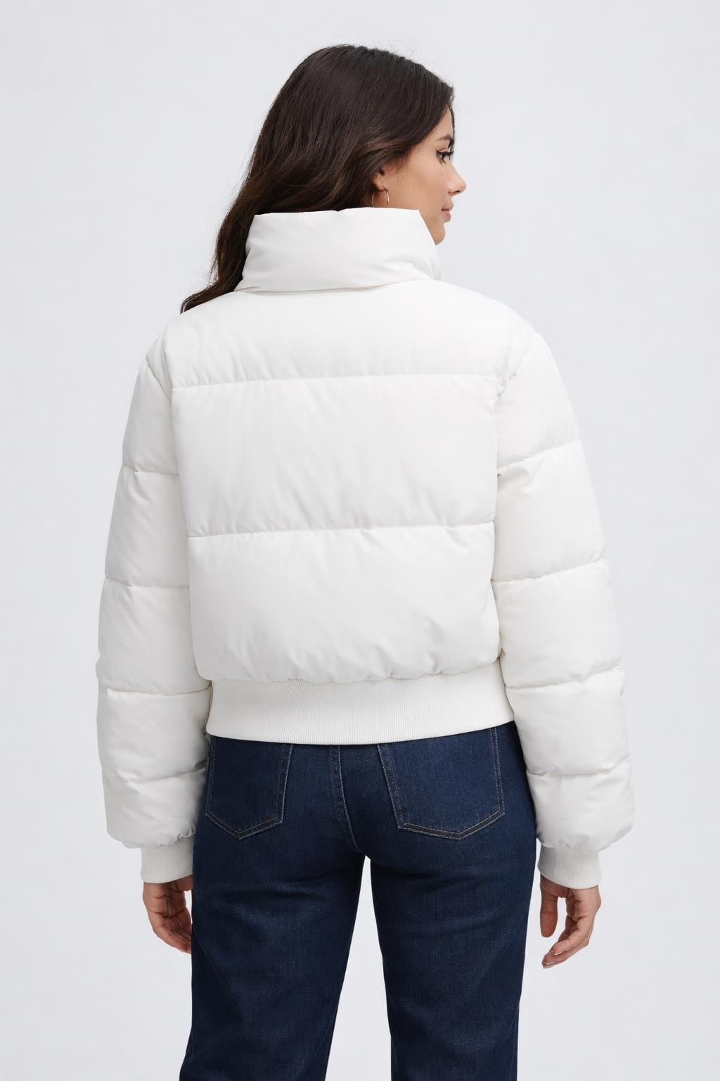 Padded Stand Collar Commuter Jacket - back view