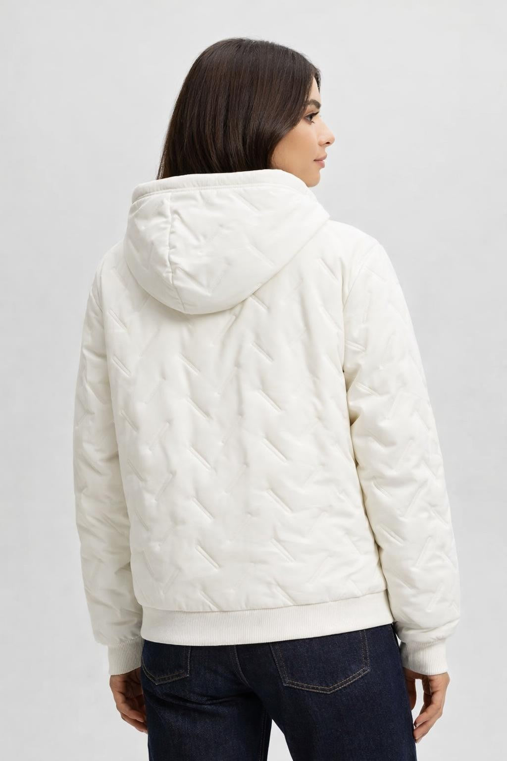 Lightweight Fleece-Lined Jacket with Stand Collar - back view