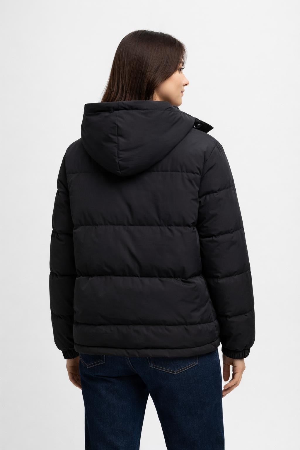 Versatile Puffer Jacket for Petite Women - back view
