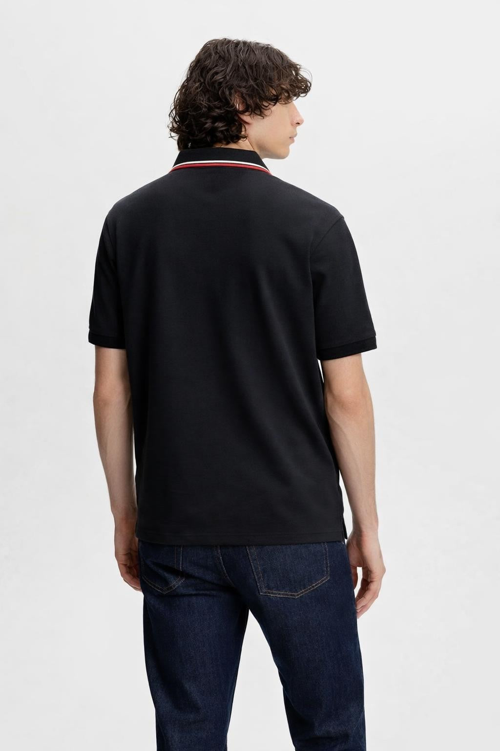 Minimalist Draped Short Sleeve Polo - back view